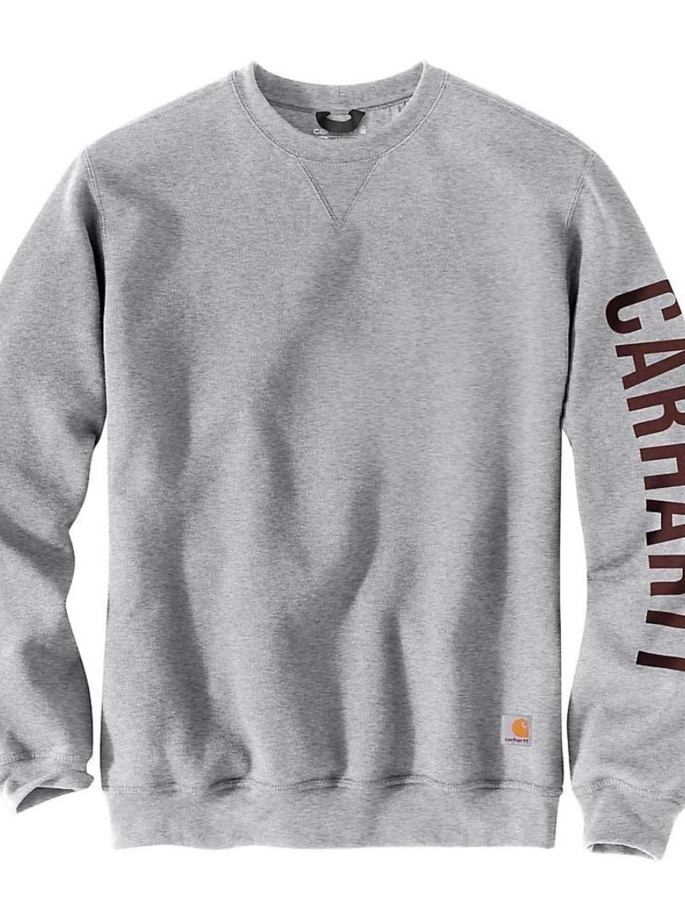Carhartt Men’s Loose Fit Crewneck Sweatshirt with Brown Sleeve Logo